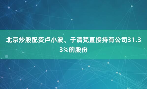 北京炒股配资卢小波、于清梵直接持有公司31.33%的股份